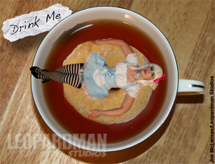 Alice in a doughnut in a cup of tea